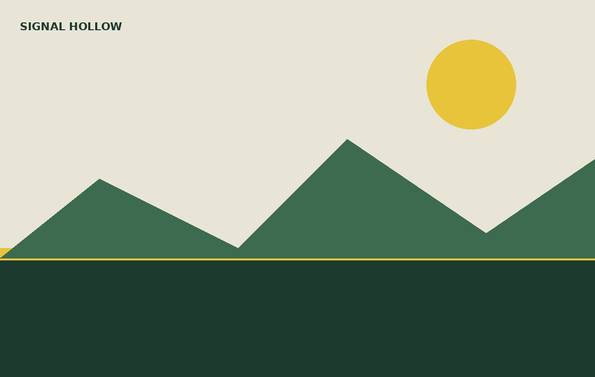 Green hills and a yellow sun, a simple field illustration